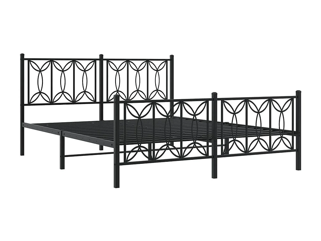 Bettgestell mit Kopf- und Fußteil Metall Schwarz 150x200 cm