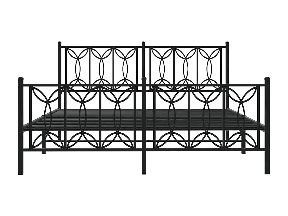 Bettgestell mit Kopf- und Fußteil Metall Schwarz 150x200 cm