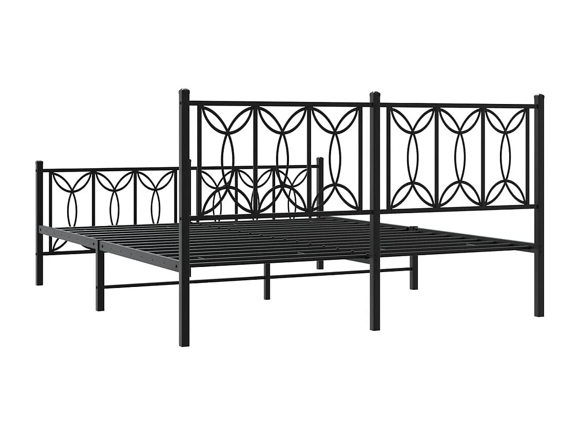 Bettgestell mit Kopf- und Fußteil Metall Schwarz 150x200 cm
