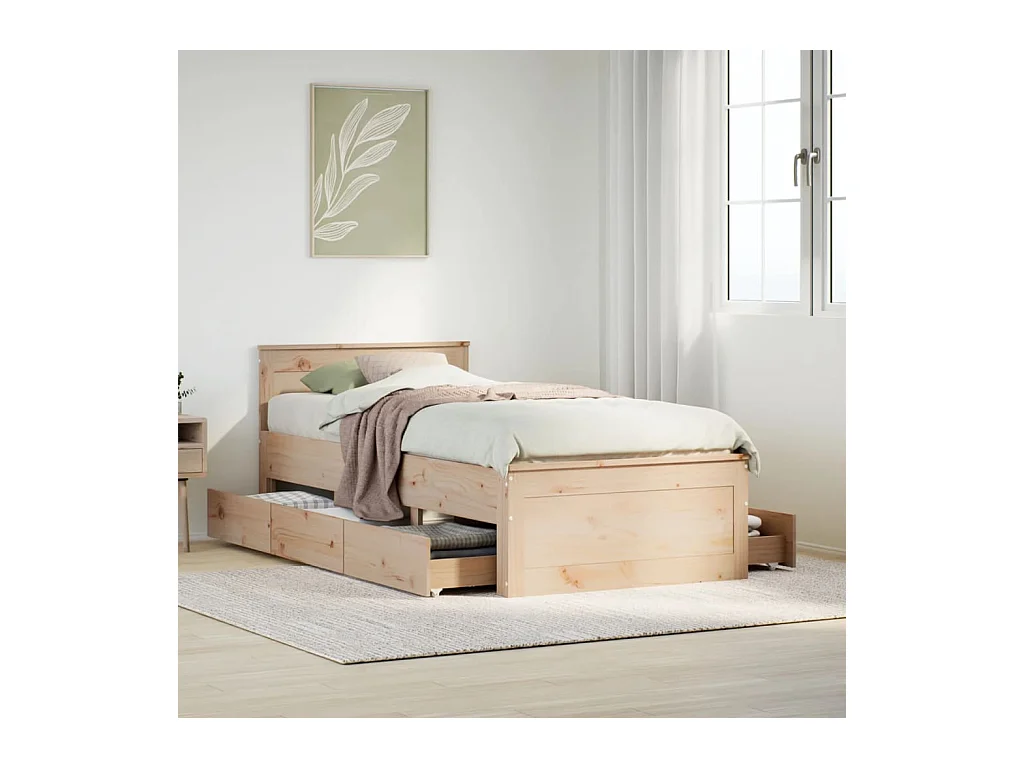 Cama con cabecero sin colchón madera maciza de pino 90x200 cm