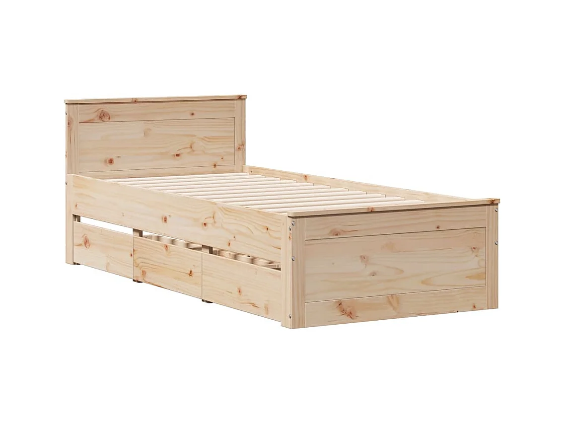 Cadre de lit sans matelas avec tête de lit 90x200cm bois de pin