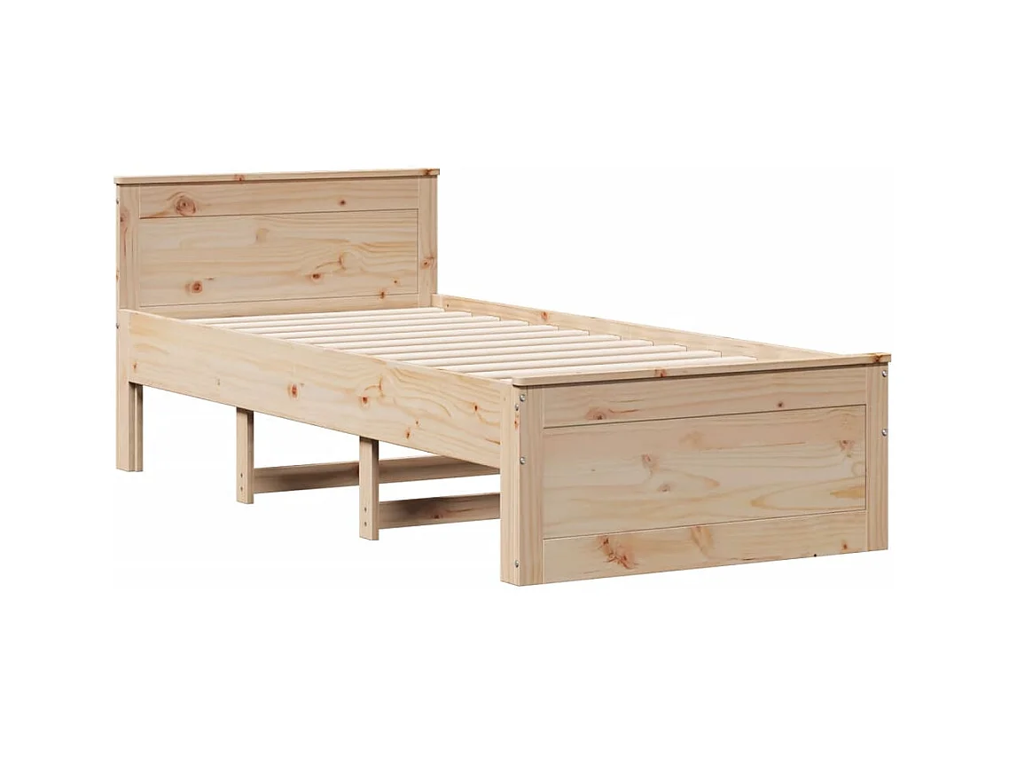 Cadre de lit sans matelas avec tête de lit 90x200cm bois de pin