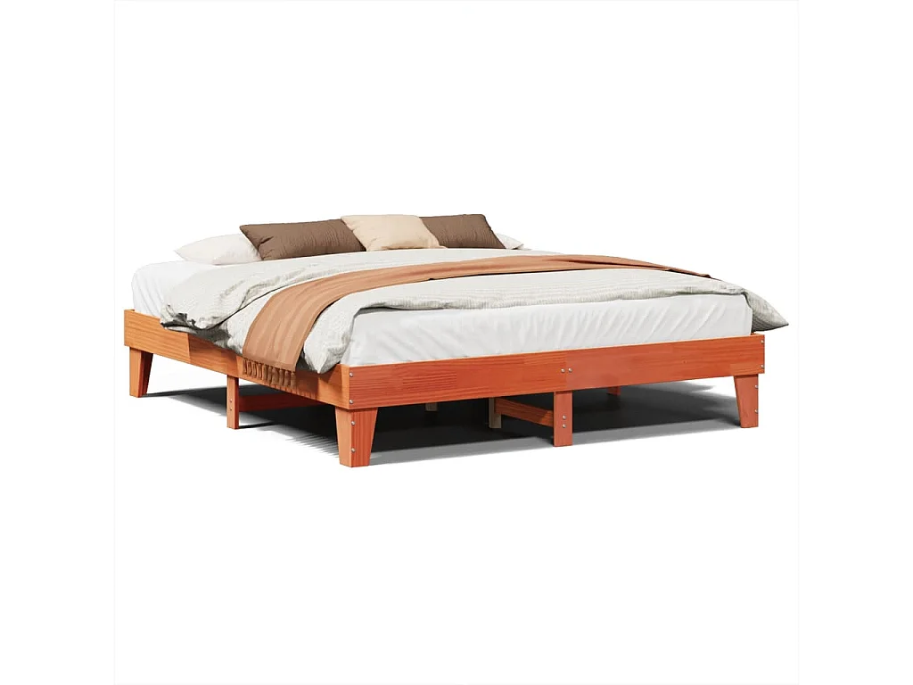 Letto senza Materasso Marrone Cera 200x200 cm in Legno di Pino