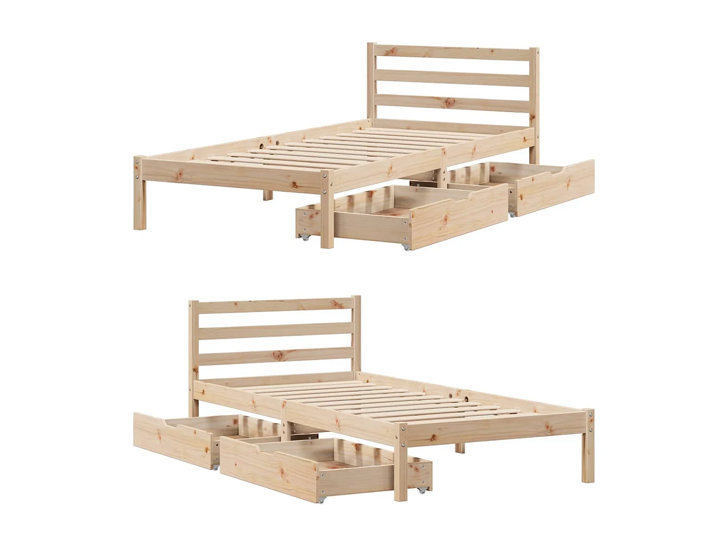 Giroletto senza Materasso 100x200 cm in Legno Massello di Pino