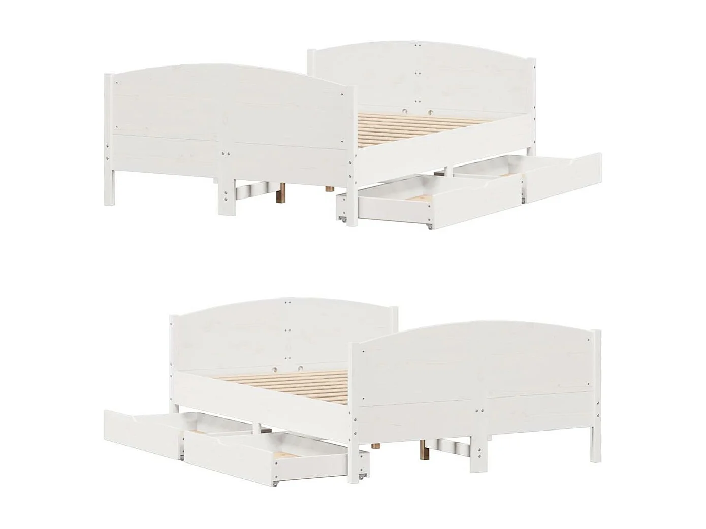 Cadre de lit sans matelas blanc 135x190 cm bois de pin massif