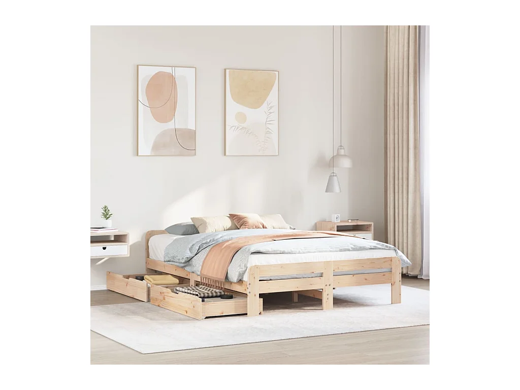 Bedframe zonder matras massief grenenhout 160x200 cm