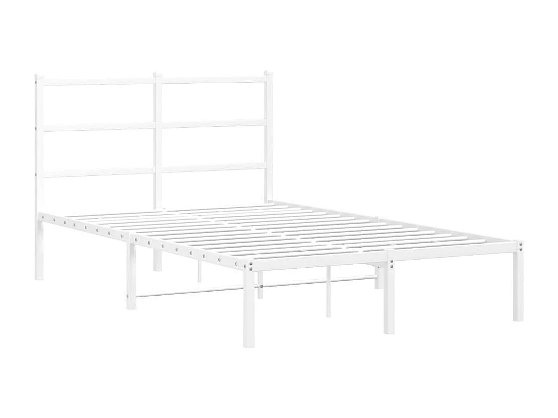 Cadre de lit métal sans matelas et tête de lit blanc 120x200 cm