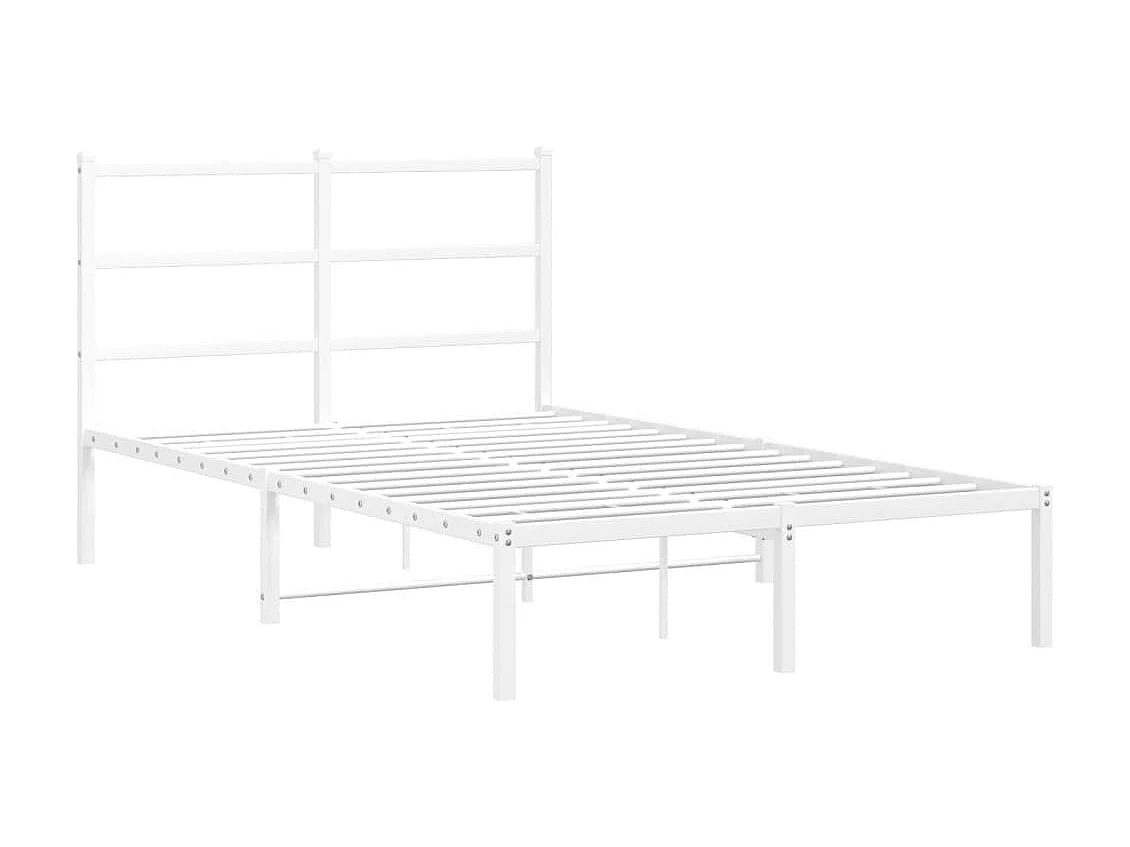 Cadre de lit métal sans matelas et tête de lit blanc 120x200 cm