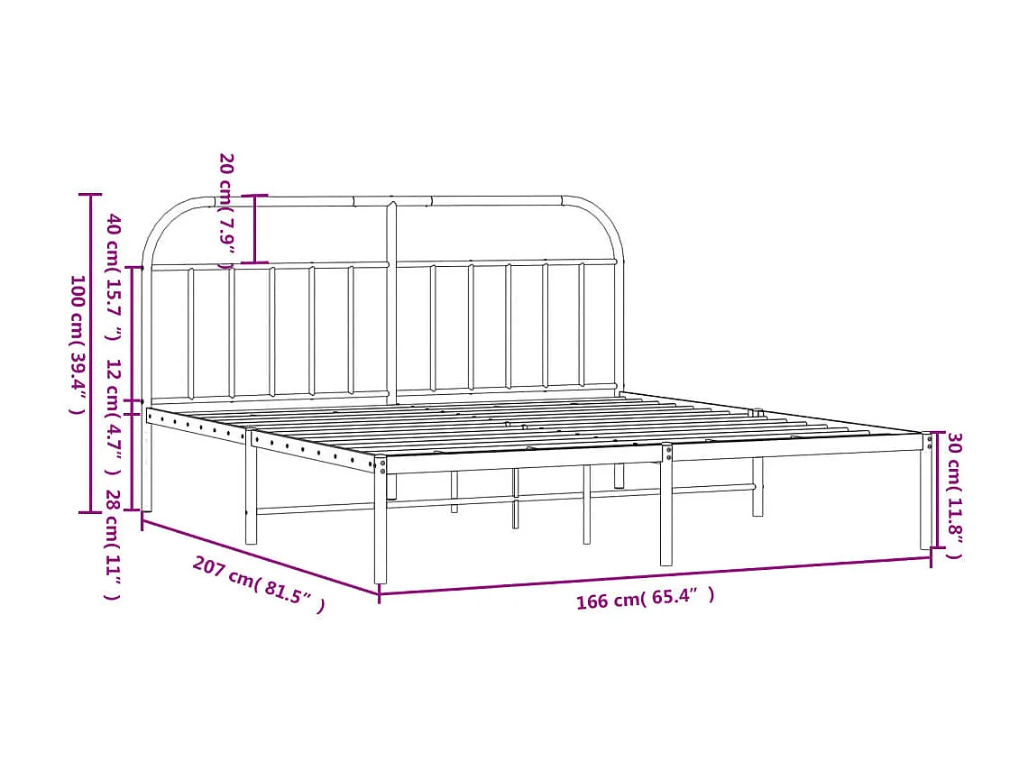Estrutura de cama com cabeceira 160x200 cm metal preto
