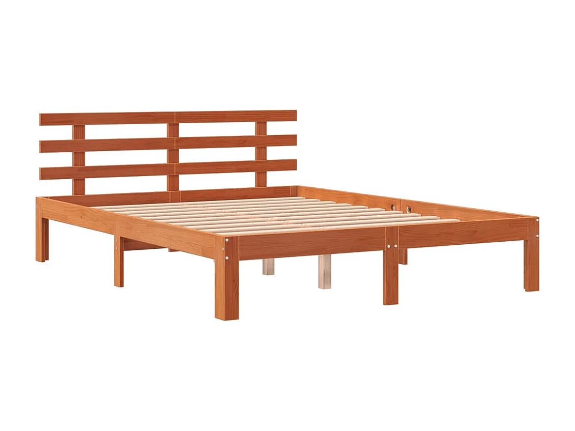Letto senza Materasso Marrone Cera 135x190 cm in Legno di Pino