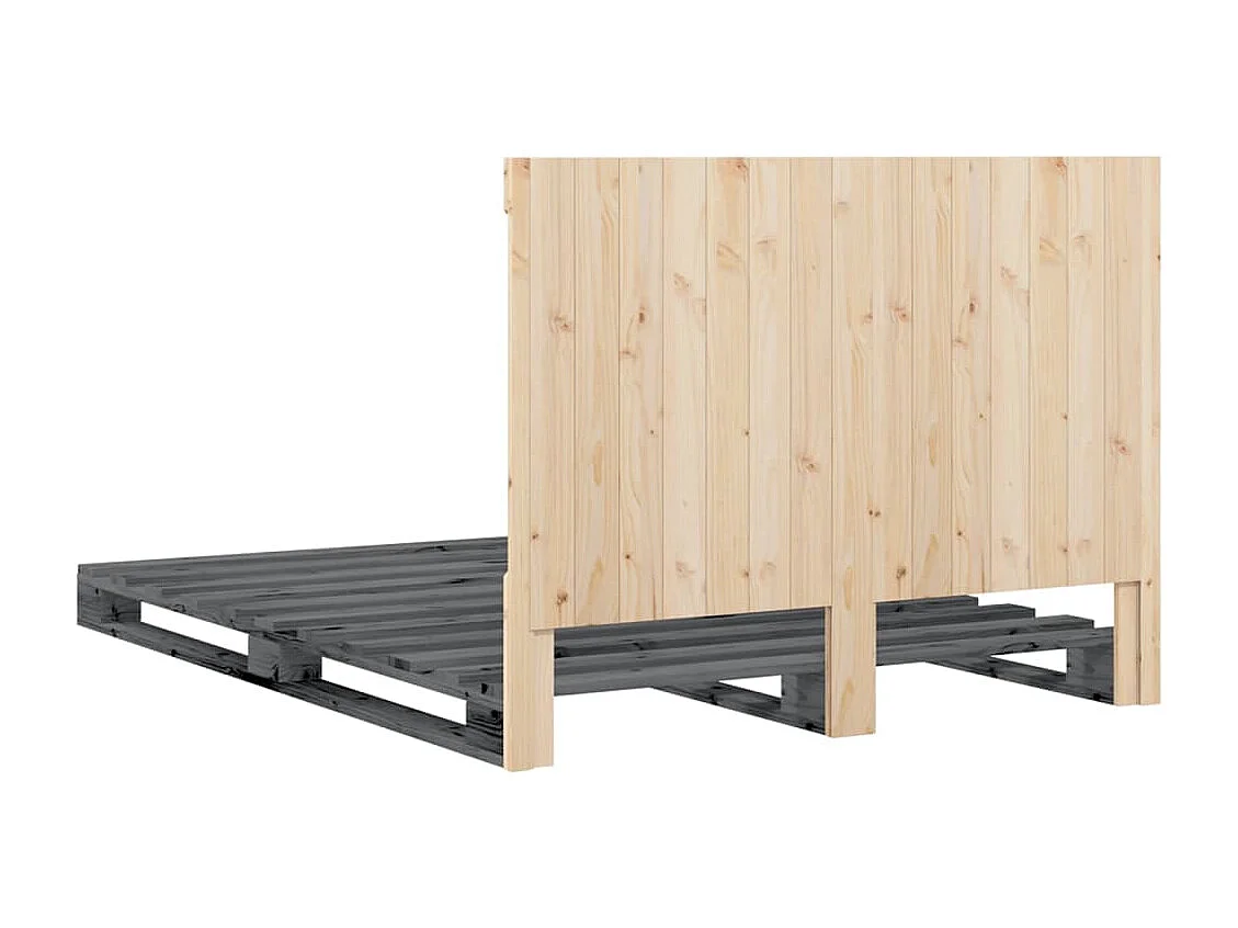 Cadre de lit sans matelas gris 140x200 cm bois massif de pin