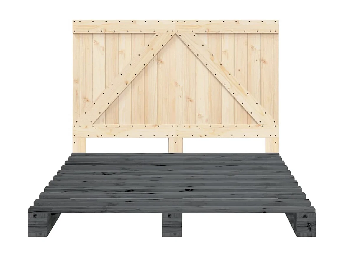 Cadre de lit sans matelas gris 140x200 cm bois massif de pin