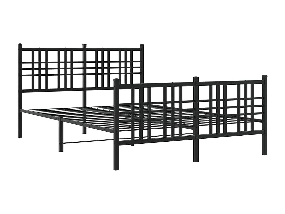 Bettgestell mit Kopf- und Fußteil Metall Schwarz 137x190 cm