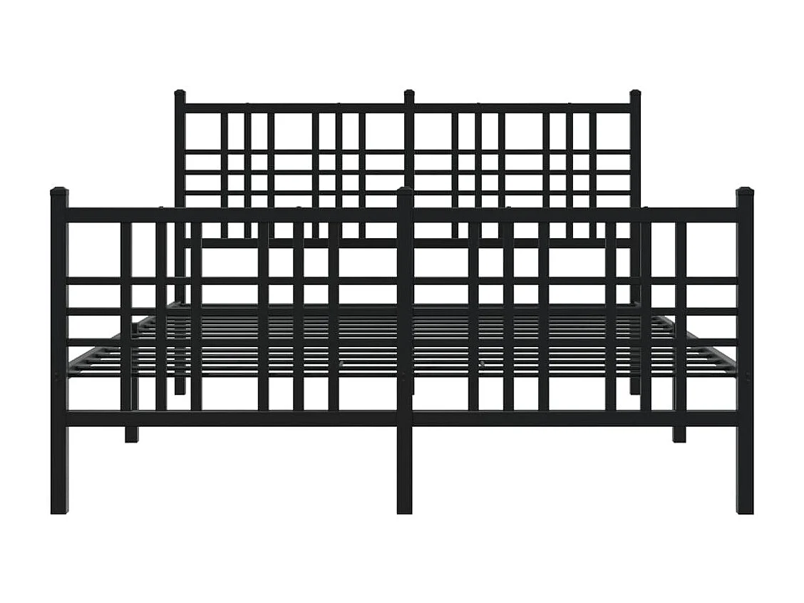 Cadre de lit métal sans matelas avec pied de lit noir 137x190cm