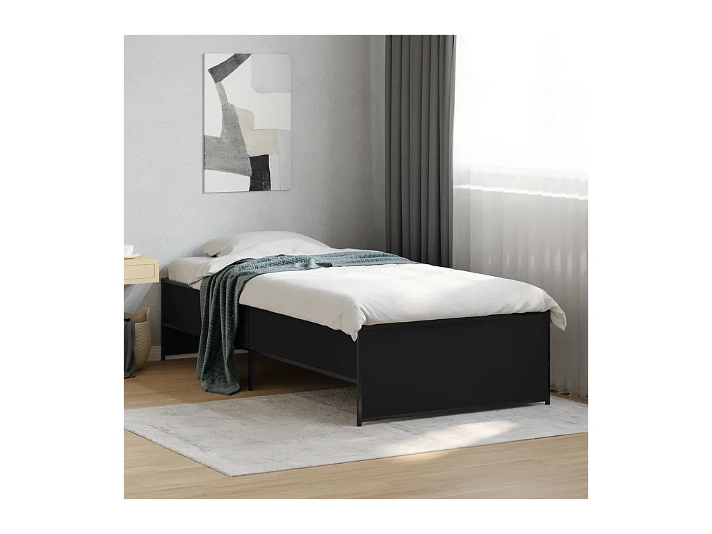 Cadre de lit sans matelas noir 90x200 cm