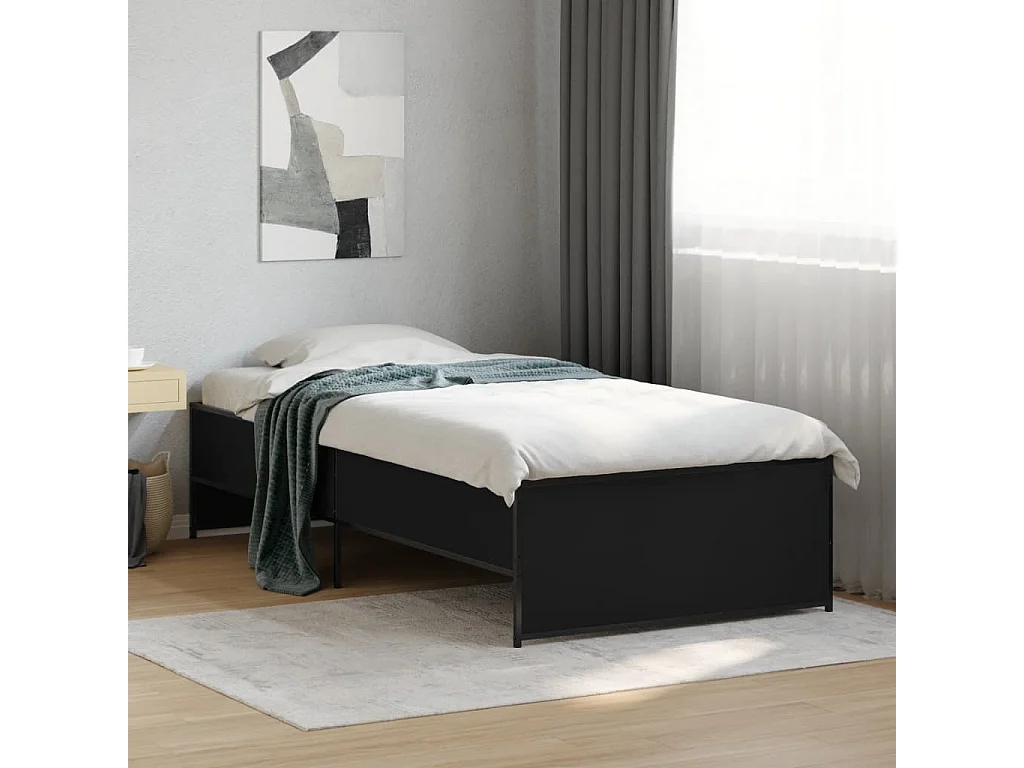Cadre de lit sans matelas noir 90x200 cm