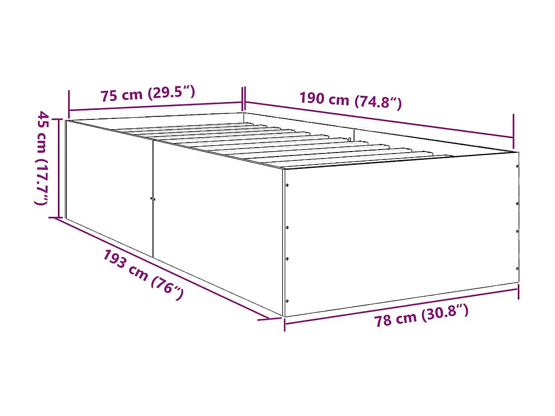 Cadre de lit sans matelas noir 90x200 cm