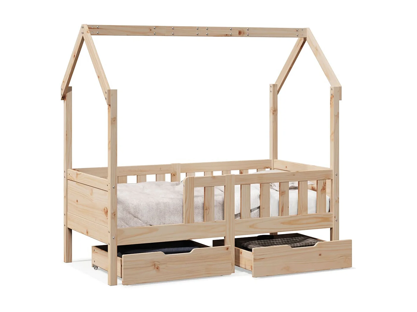 Kinderbedframe met lades 80x160 cm massief grenenhout