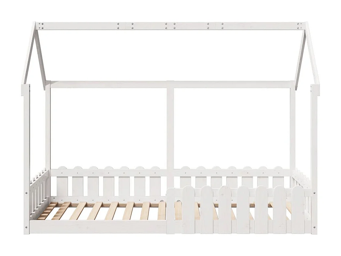 Giroletto Casetta Bambini Bianco 90x200 cm Legno Massello Pino