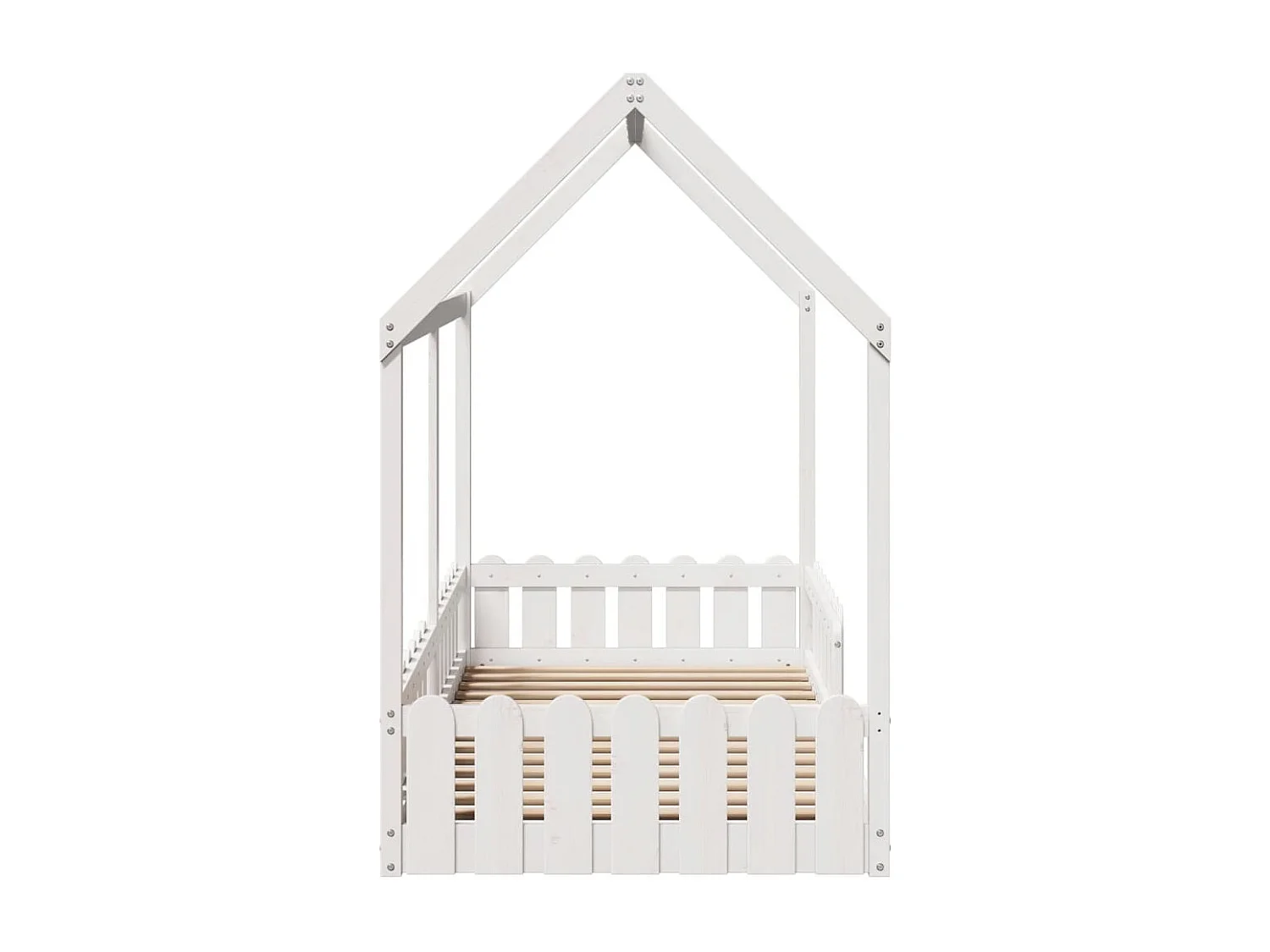 Giroletto Casetta Bambini Bianco 90x200 cm Legno Massello Pino