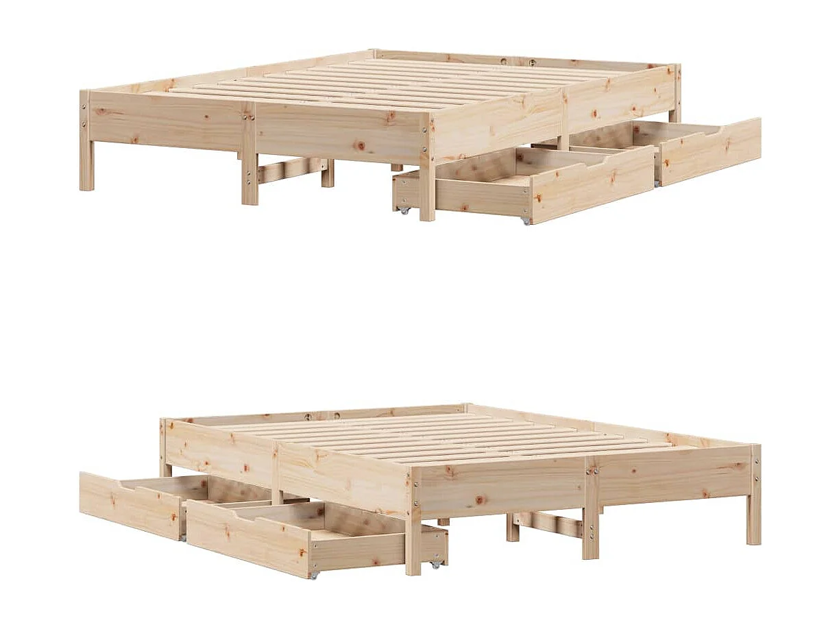 Letto senza Materasso 140x200 cm in Legno Massello di Pino