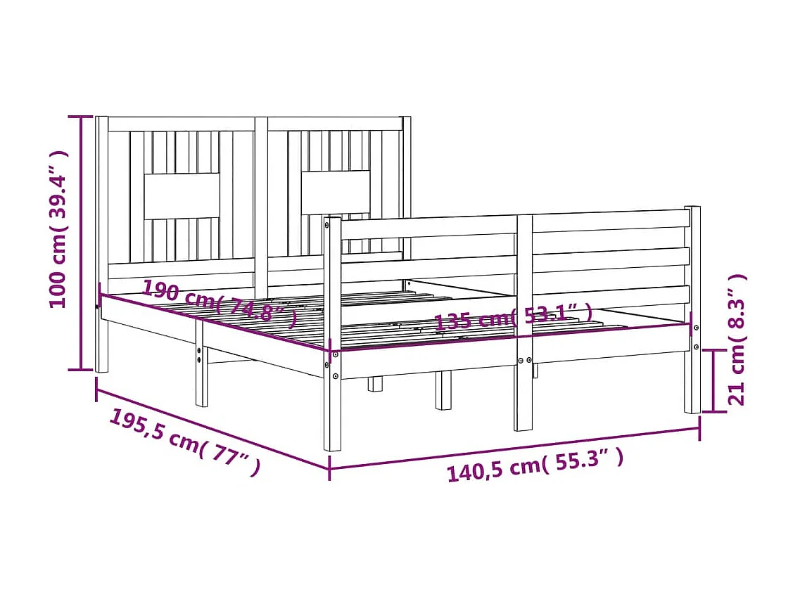 Giroletto con Testiera Bianco Double in Legno Massello