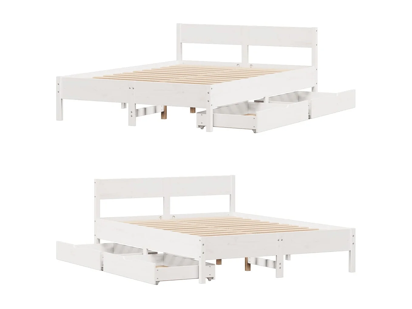 Letto senza Materasso Bianco 120x190 cm Legno Massello di Pino