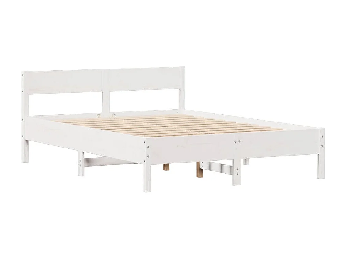 Bedframe zonder matras massief grenenhout wit 120x190 cm