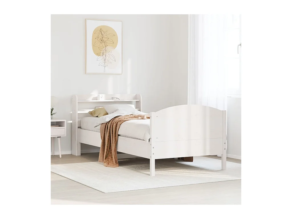 Letto senza Materasso Bianco 90x200 cm Legno Massello di Pino