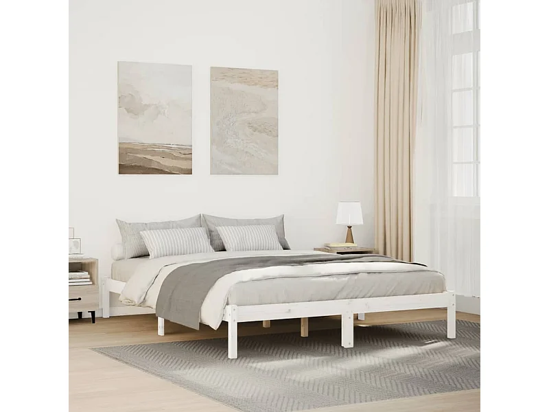 Cama extra longa sem colchão 140x210 cm pinho maciço branco