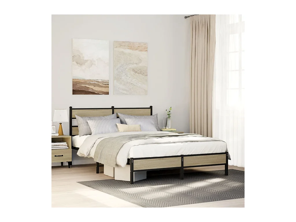 Estructura de cama sin colchón madera roble Sonoma 150x200 cm