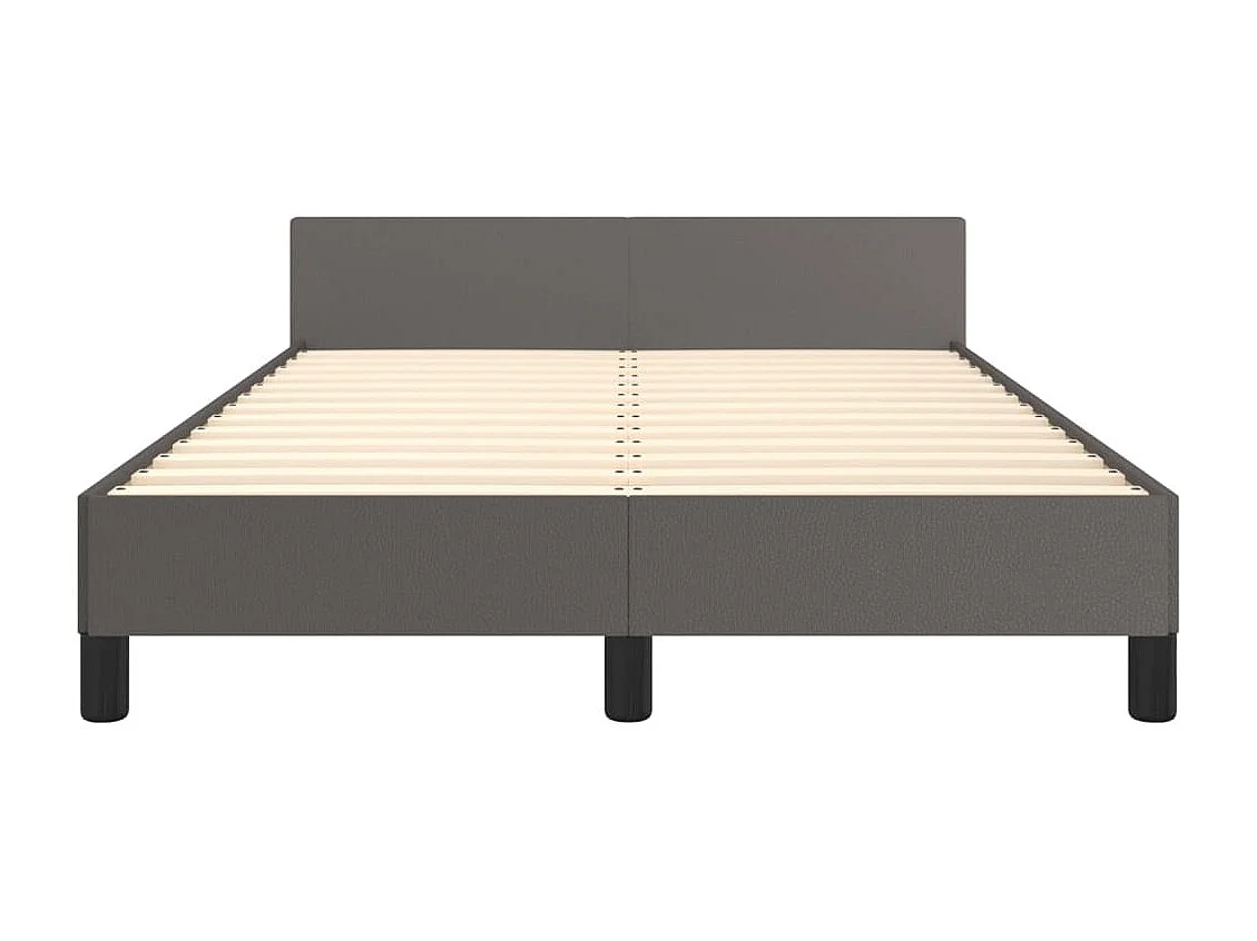 Estrutura cama c/ cabeceira 120x200cm couro artificial cinzento