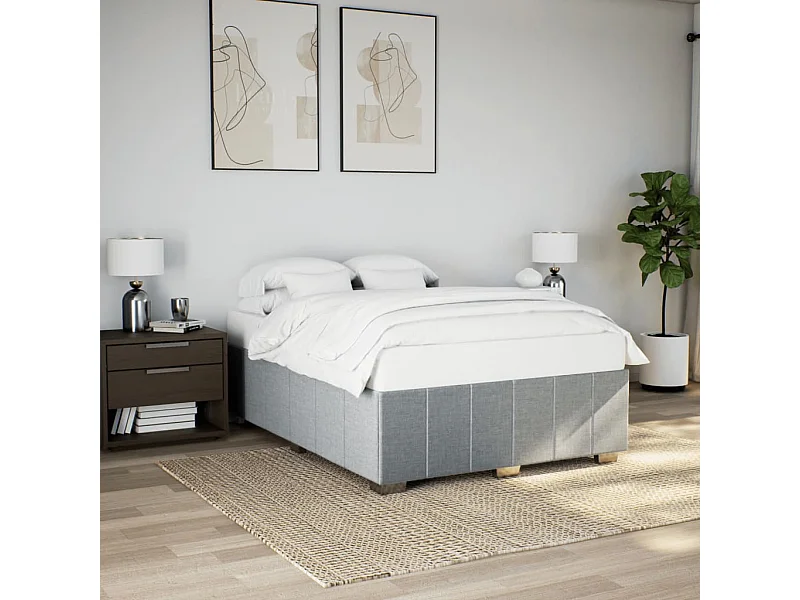 Cadre de lit sans matelas gris clair 140x200 cm tissu