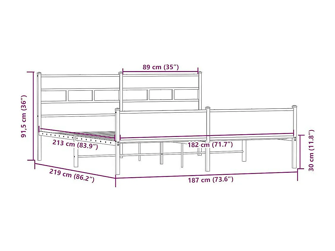 Bedframe metaal zwart 160x200 cm