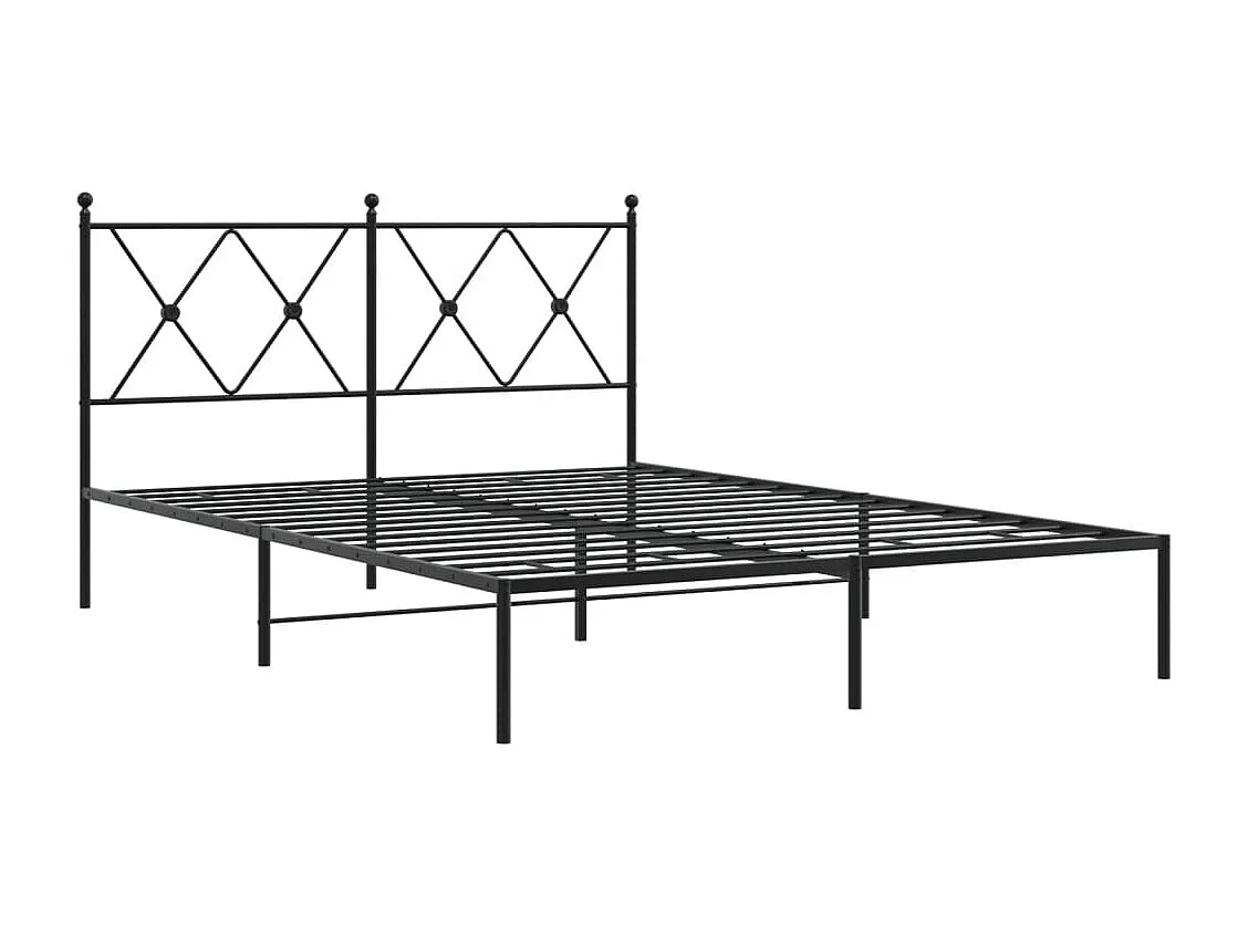 Cadre de lit métal sans matelas avec tête de lit noir 140x200cm