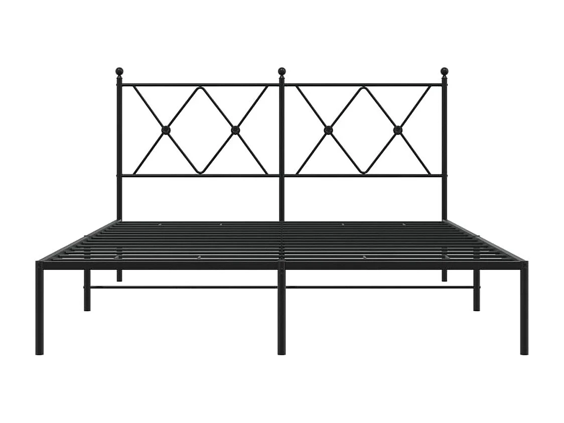 Cadre de lit métal sans matelas avec tête de lit noir 140x200cm