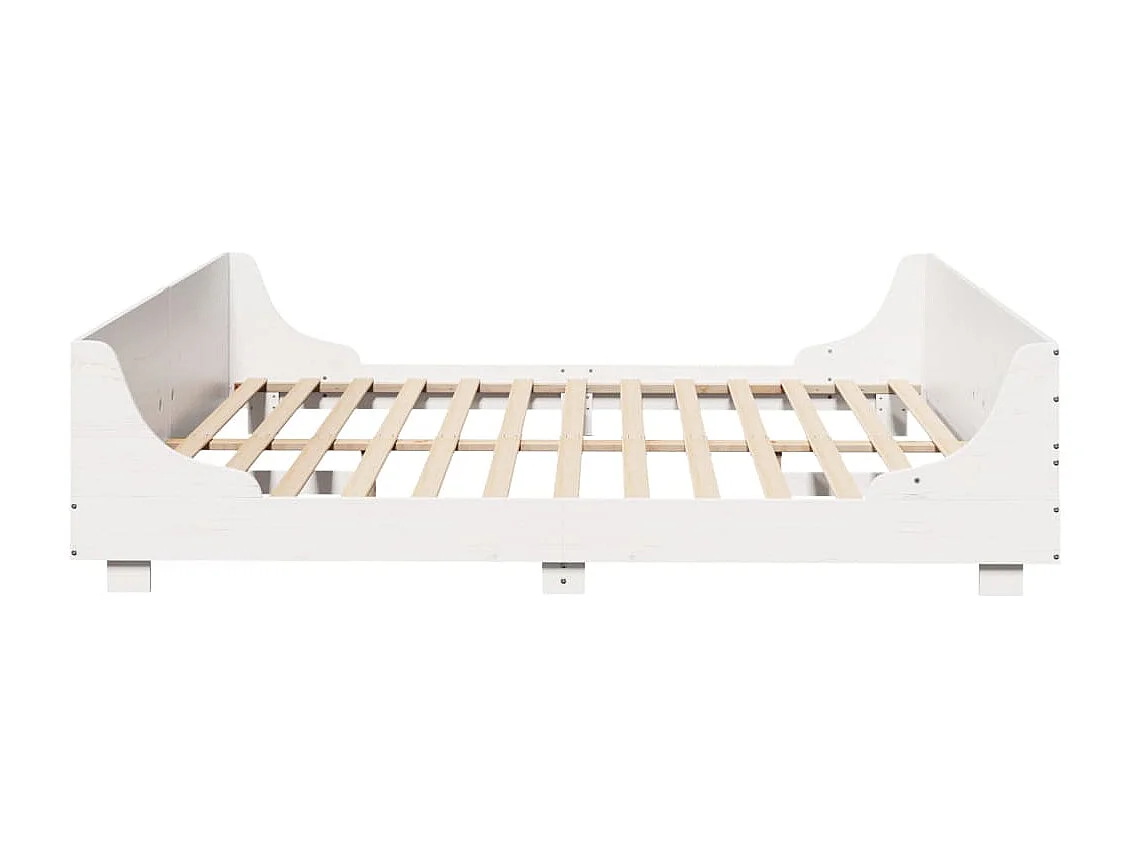 Cadre de lit sans matelas blanc 200x200 cm bois massif de pin