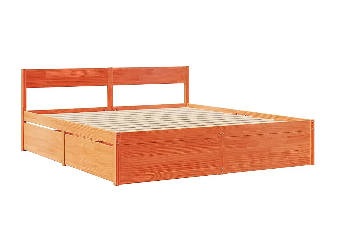 Letto senza Materasso Marrone Cera 200x200 cm in Legno di Pino