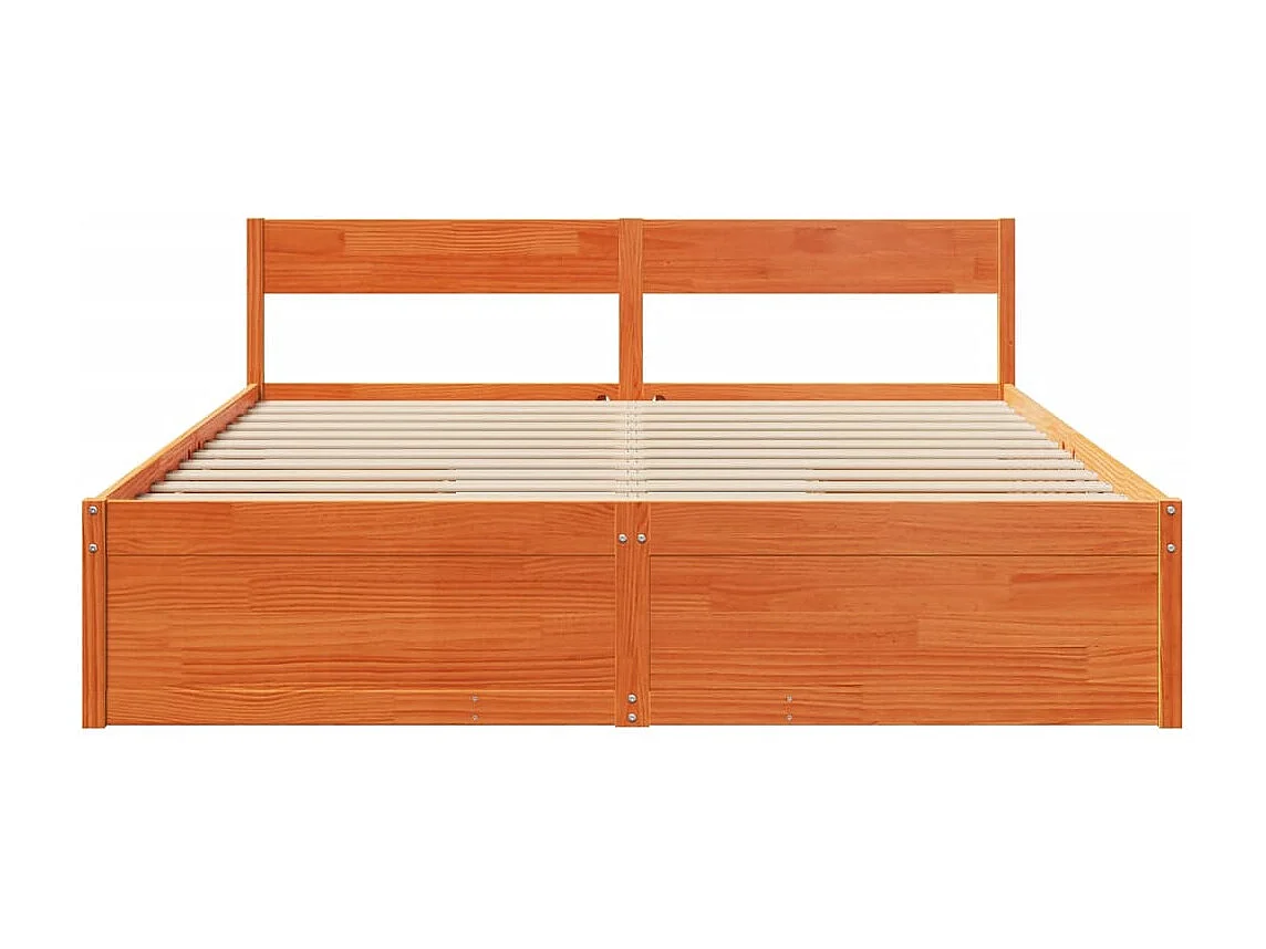 Letto senza Materasso Marrone Cera 200x200 cm in Legno di Pino