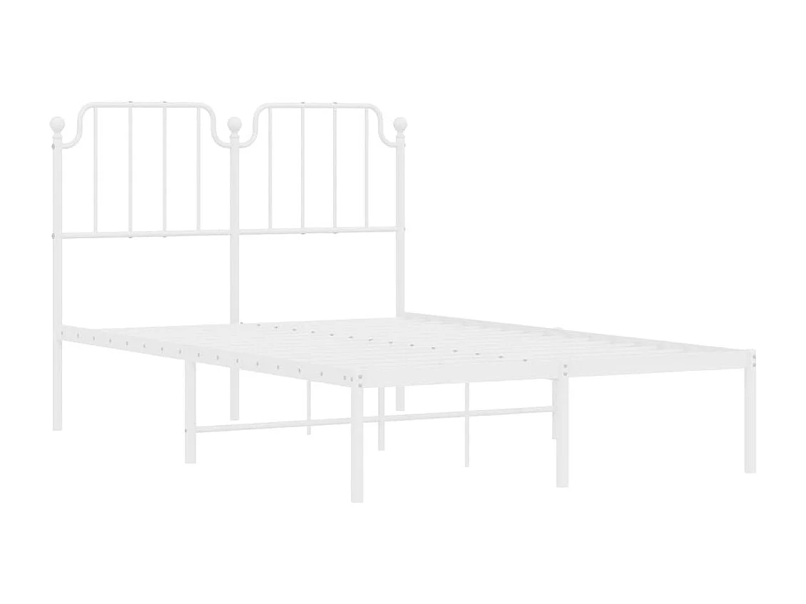 Bedframe met hoofdbord metaal wit 120x200 cm