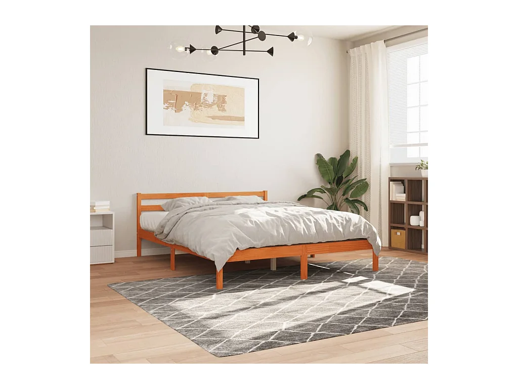 Cadre de lit sans matelas cire marron 180x200cm bois pin massif