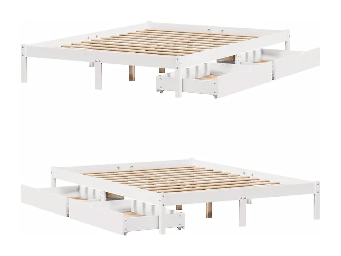 Cadre de lit sans matelas blanc 160x200 cm bois de pin massif