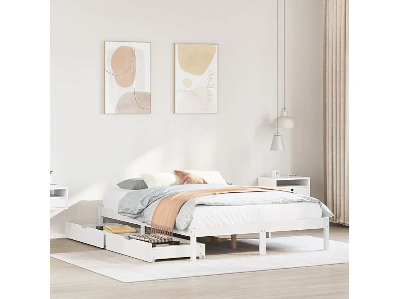 Letto senza Materasso Bianco 160x200 cm Legno Massello di Pino