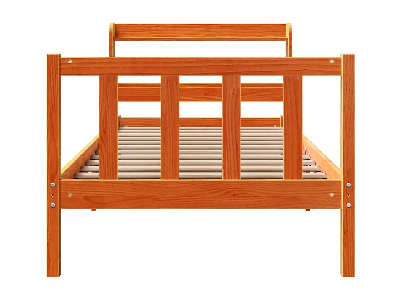 Estrutura cama c/ cabeceira 100x200cm pinho maciço castanho-mel