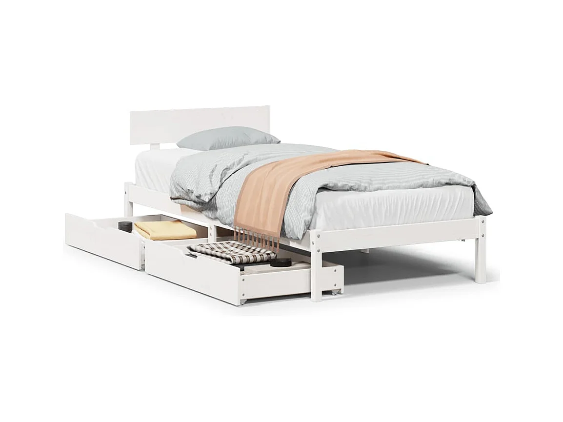 Bedframe zonder matras massief grenenhout wit 140x200 cm