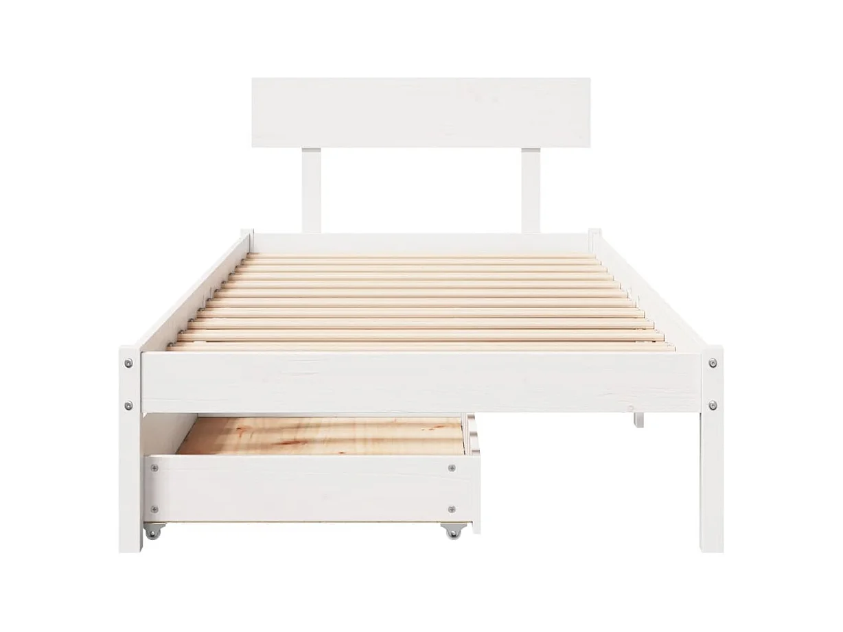 Bedframe zonder matras massief grenenhout wit 140x200 cm