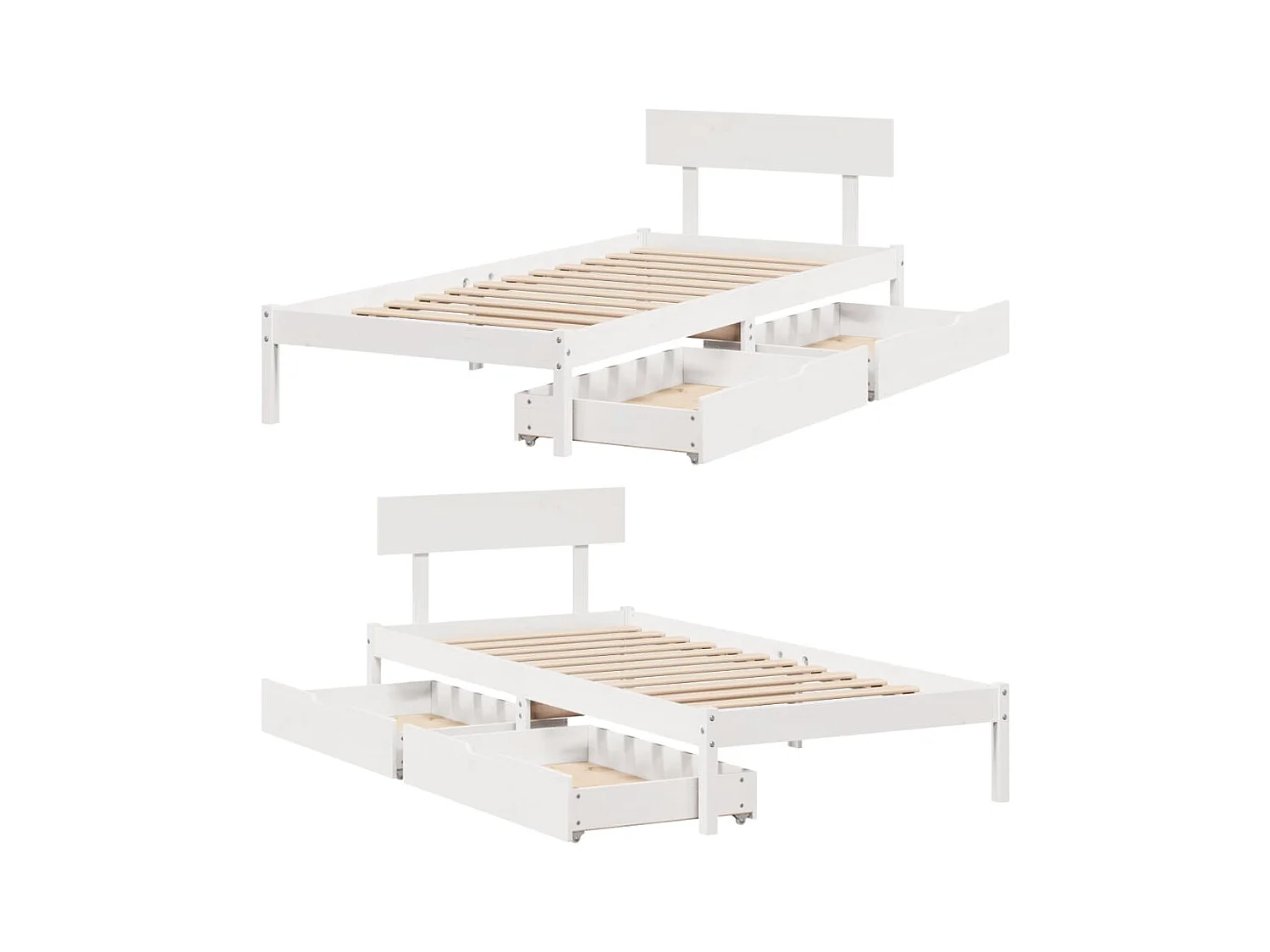 Bedframe zonder matras massief grenenhout wit 140x200 cm