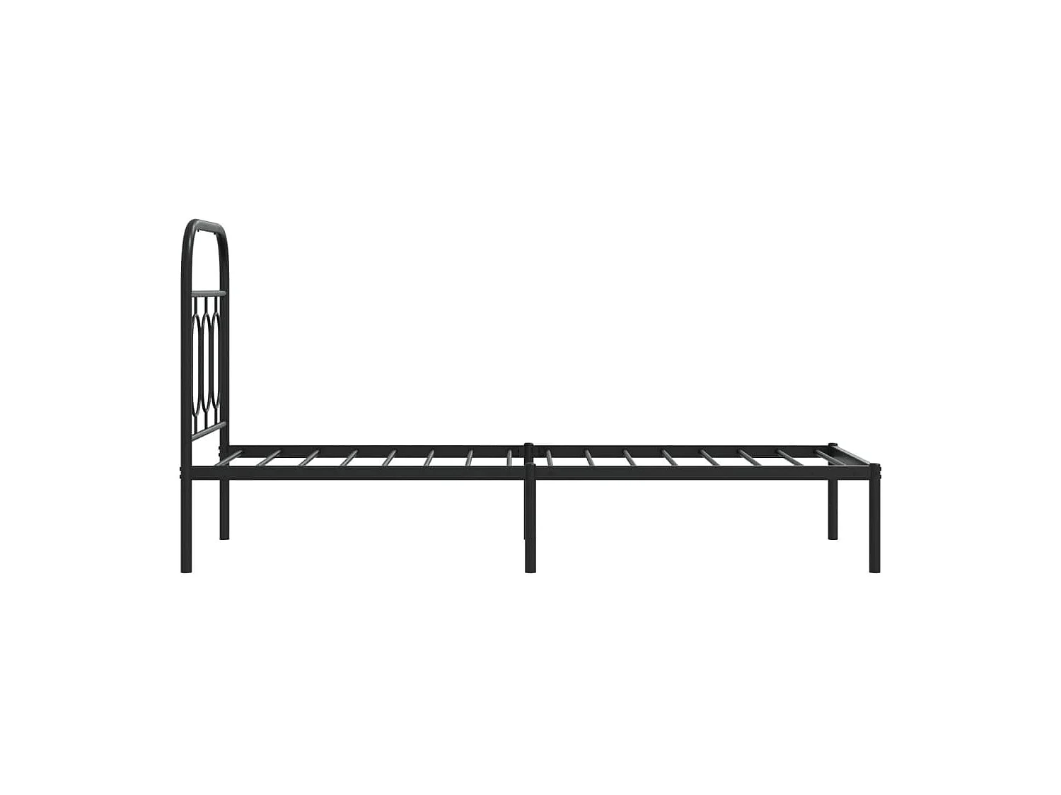 Cadre de lit métal sans matelas avec tête de lit noir 75x190 cm