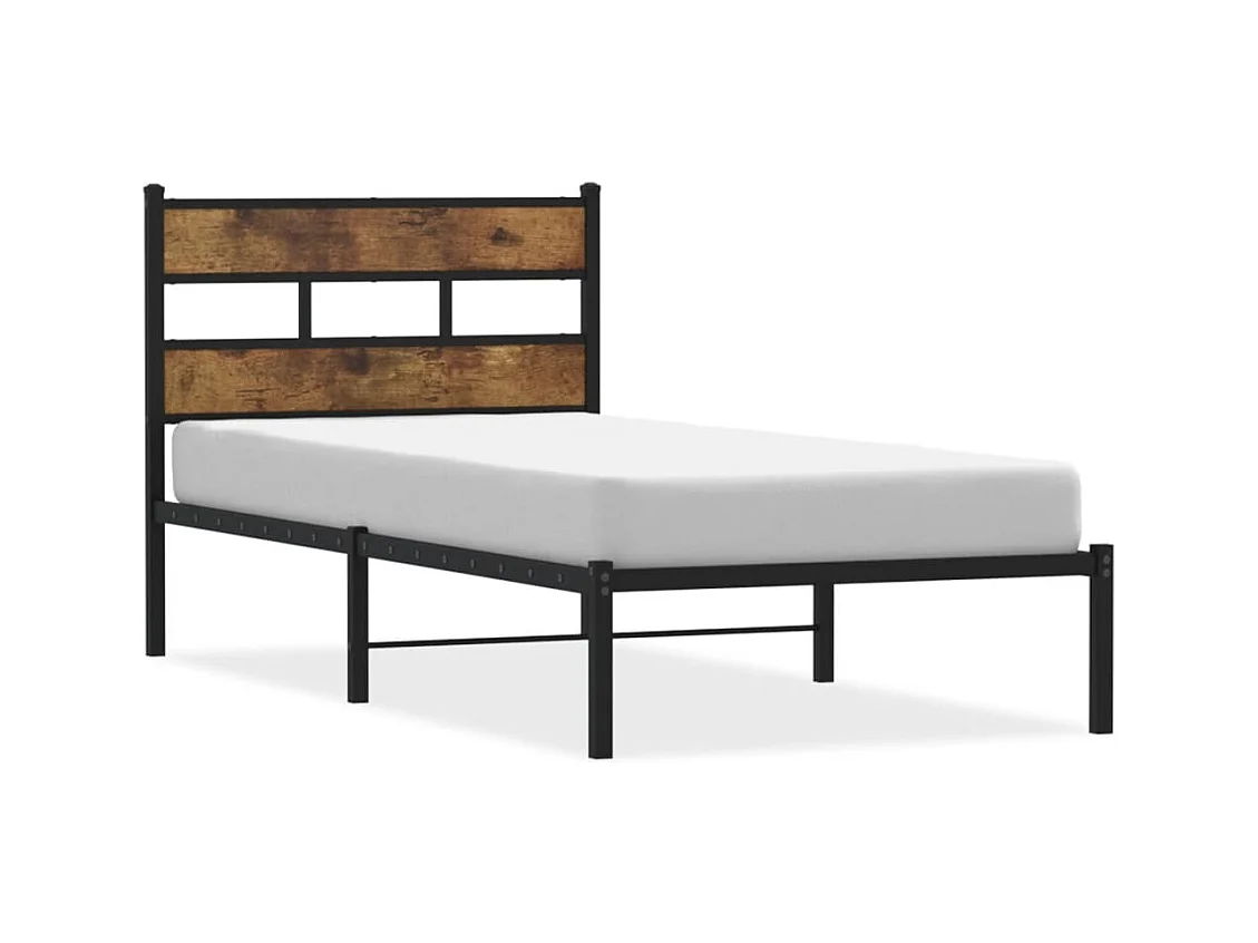 Cadre de lit en métal sans matelas chêne fumé 100x200 cm