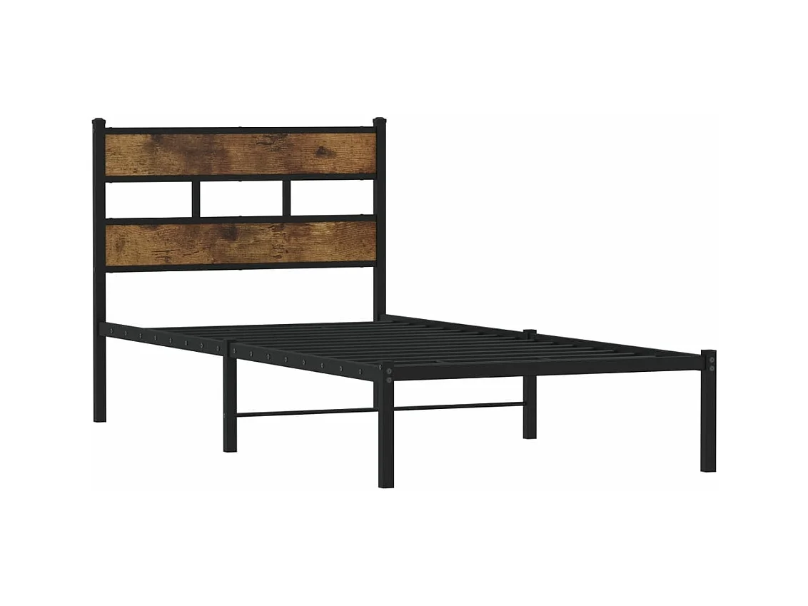 Cadre de lit en métal sans matelas chêne fumé 100x200 cm